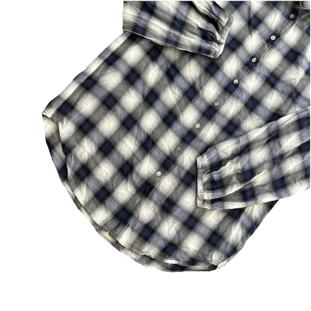 Vince Women's Oversized Plaid 100% Cotton‎ Roll Tab Sleeve Button Down Shirt S
